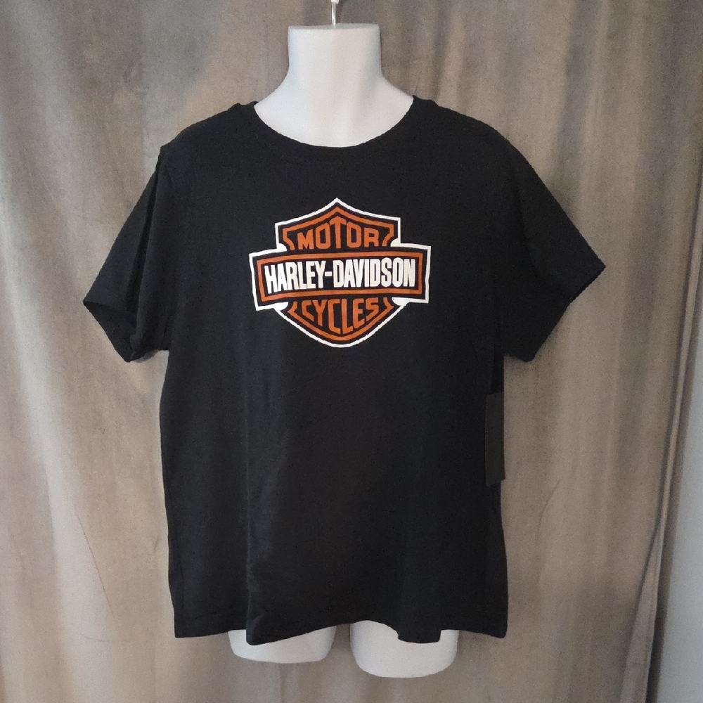 NWT 2X Harley-Davidson Black and Orange Logo Tee